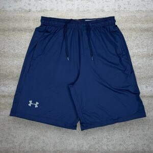 Vintage Y2K Under Armour Shorts Mens L Baggy Fit Navy Blue Grey 9" Inseam